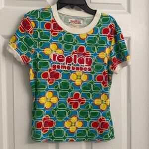 Vintage Colorful Replay Women Ringer T-Shirt, EU size L, excellent condition